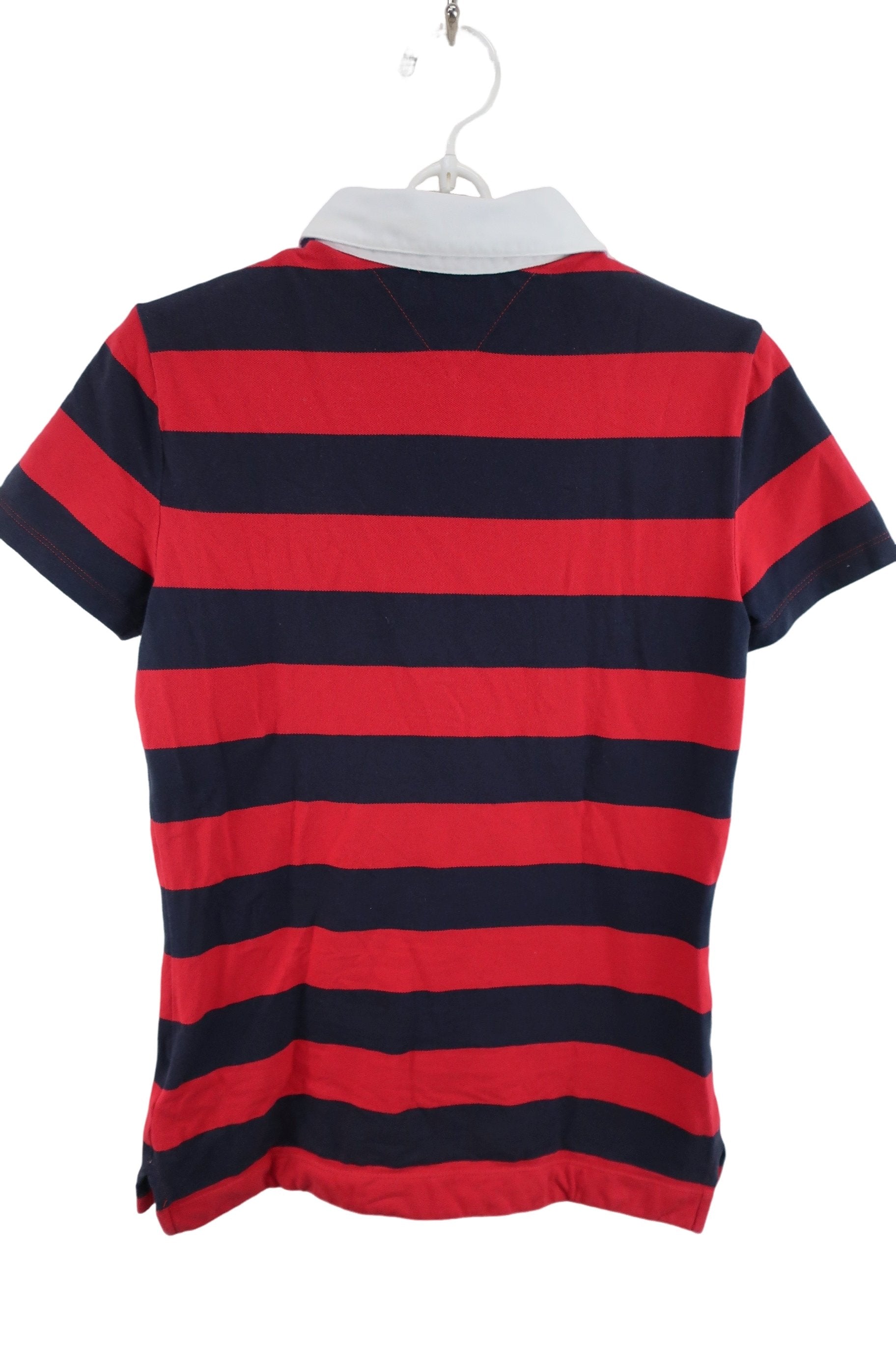 TOMMY HILFIGER GOLF(トミーヒルフィガーゴルフ) ポロシャツ 赤ネイビーボーダー レディース M A-4