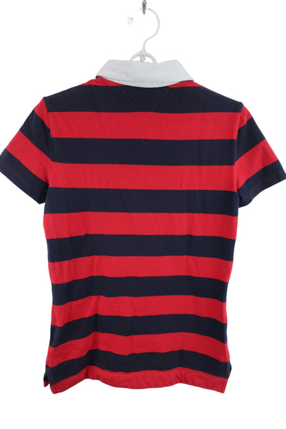 TOMMY HILFIGER GOLF(トミーヒルフィガーゴルフ) ポロシャツ 赤ネイビーボーダー レディース M A-4