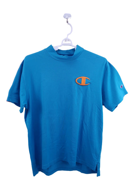 Champion(チャンピオン) 半袖モックネックシャツ 水色 メンズ M A-1