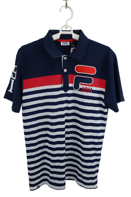 FILA GOLF(フィラゴルフ) ポロシャツ ネイビー白ボーダー メンズ M A-1