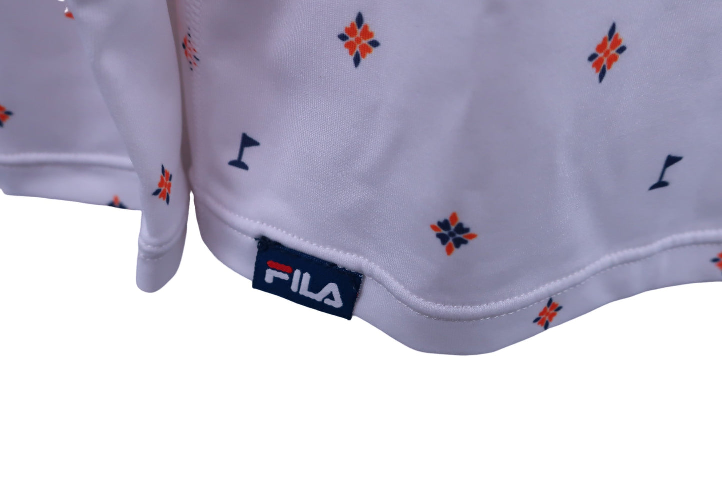 FILA GOLF(フィラゴルフ) 長袖ハイネックシャツ 白オレンジ系総柄 レディース LL A-3