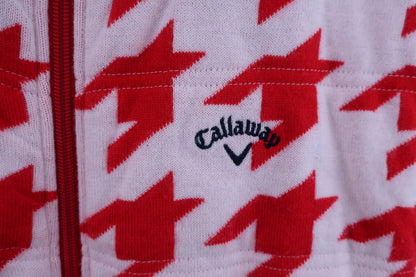 Callaway(キャロウェイ) ニットブルゾン 白赤千鳥柄 レディース LL 241-0960804 A-3