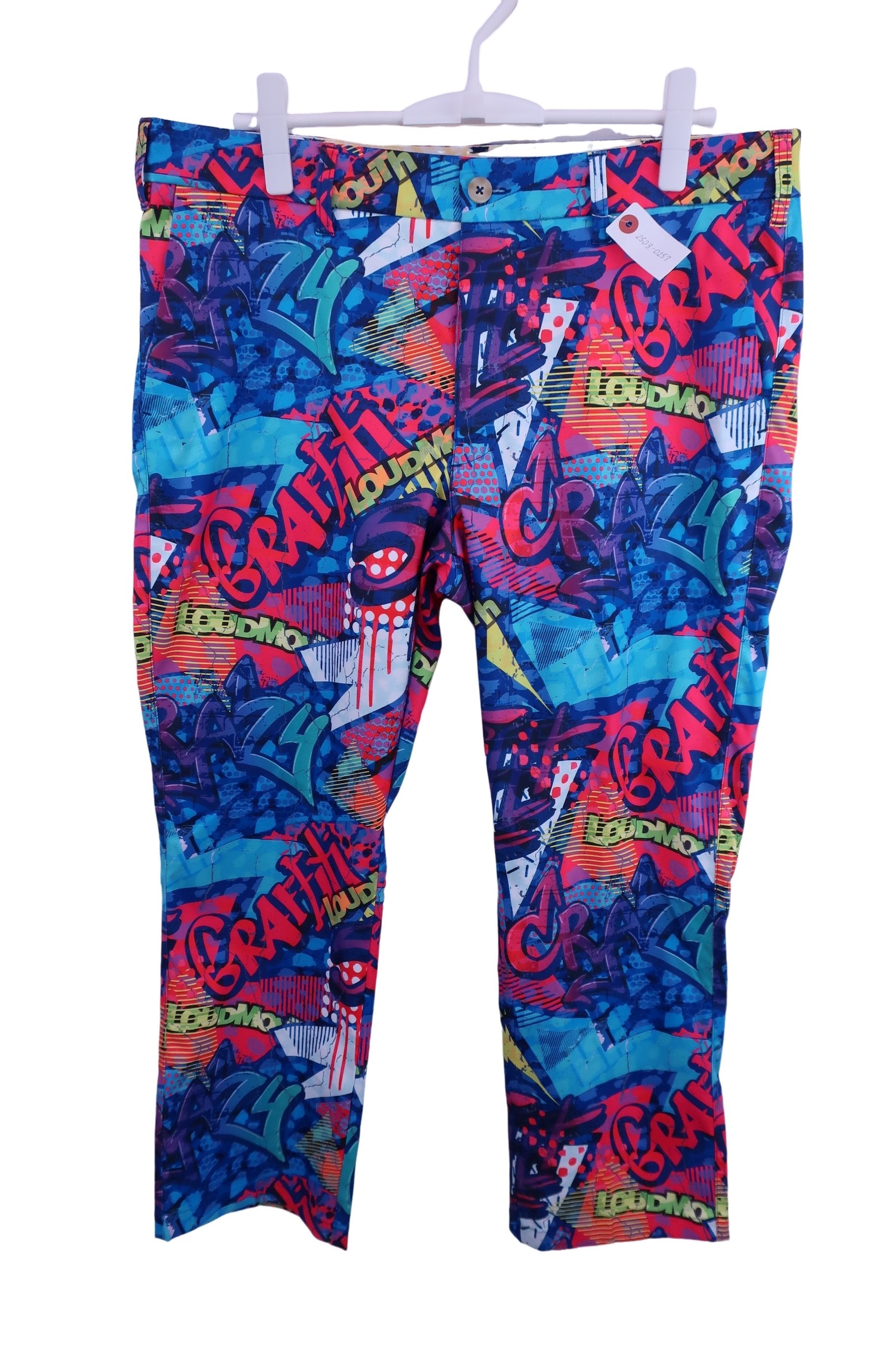LOUDMOUTH(ラウドマウス) パンツ 青赤系カラフル総柄 メンズ XL A-1