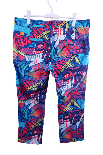 LOUDMOUTH(ラウドマウス) パンツ 青赤系カラフル総柄 メンズ XL A-4