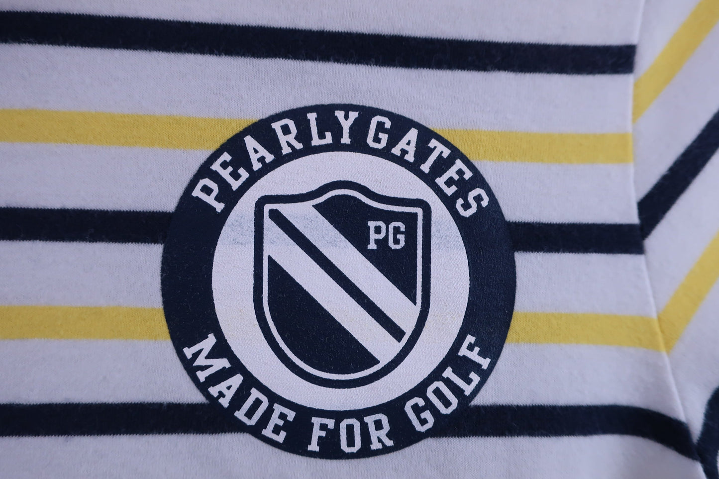 PEARLY GATES(パーリーゲイツ) 半袖モックネックシャツ 白黄色ネイビーボーダー レディース 1 055-6167304 B-2