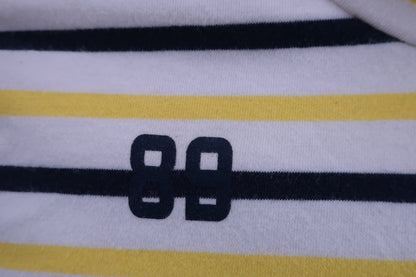 PEARLY GATES(パーリーゲイツ) 半袖モックネックシャツ 白黄色ネイビーボーダー レディース 1 055-6167304 B-3