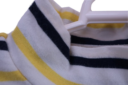 PEARLY GATES(パーリーゲイツ) 半袖モックネックシャツ 白黄色ネイビーボーダー レディース 1 055-6167304 B-5