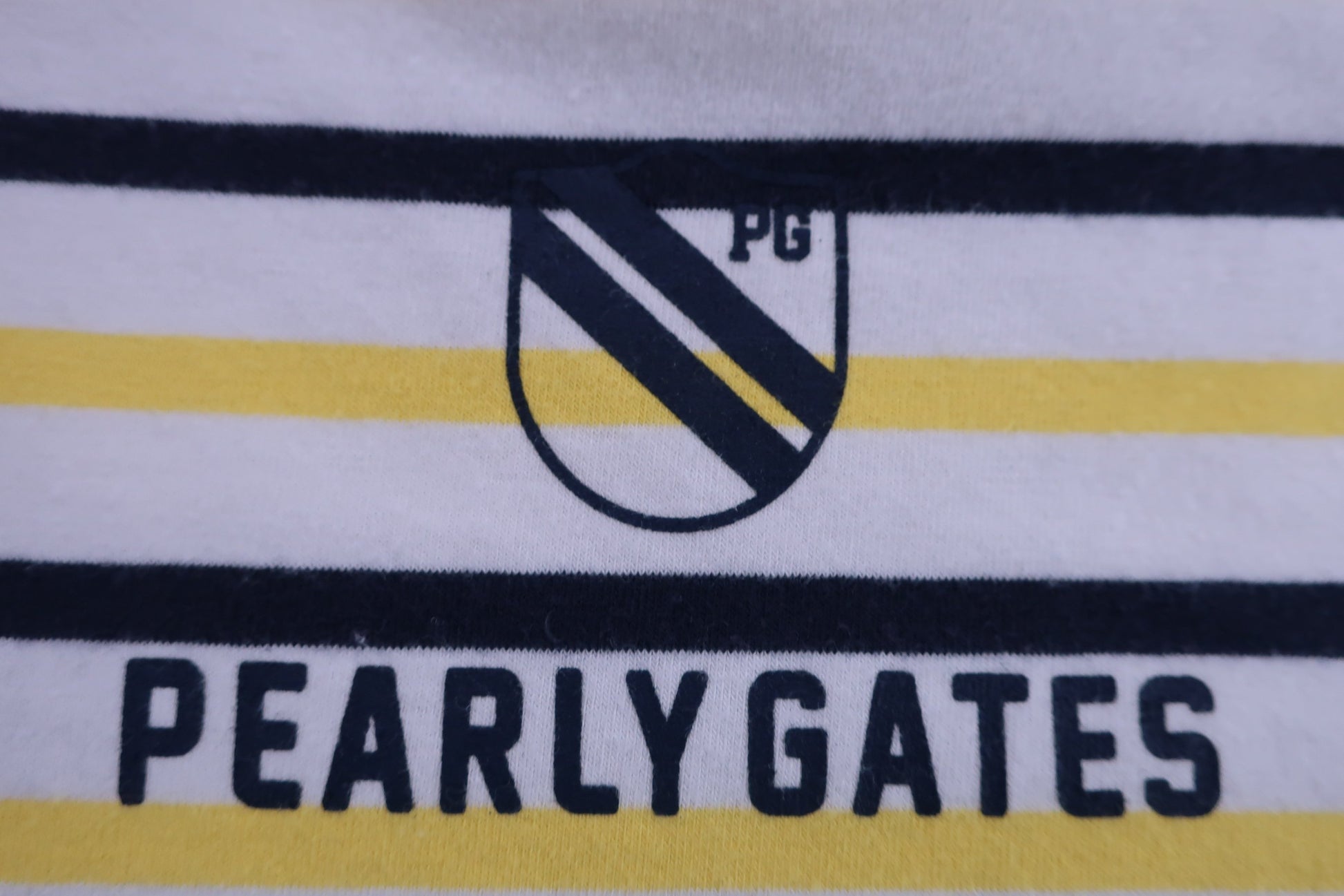 PEARLY GATES(パーリーゲイツ) 半袖モックネックシャツ 白黄色ネイビーボーダー レディース 1 055-6167304 B-8