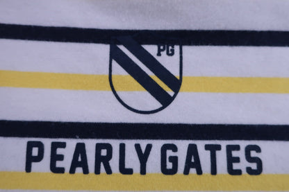 PEARLY GATES(パーリーゲイツ) 半袖モックネックシャツ 白黄色ネイビーボーダー レディース 1 055-6167304 B-8