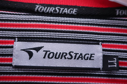 TOURSTAGE(ツアーステージ) 長袖ポロシャツ 赤黒ボーダー メンズ LL A-3