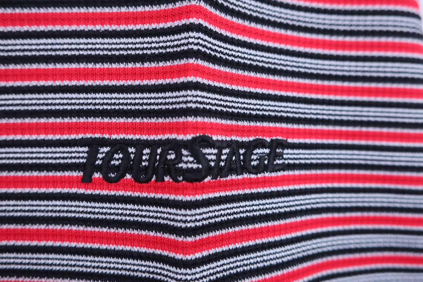 TOURSTAGE(ツアーステージ) 長袖ポロシャツ 赤黒ボーダー メンズ LL A-4