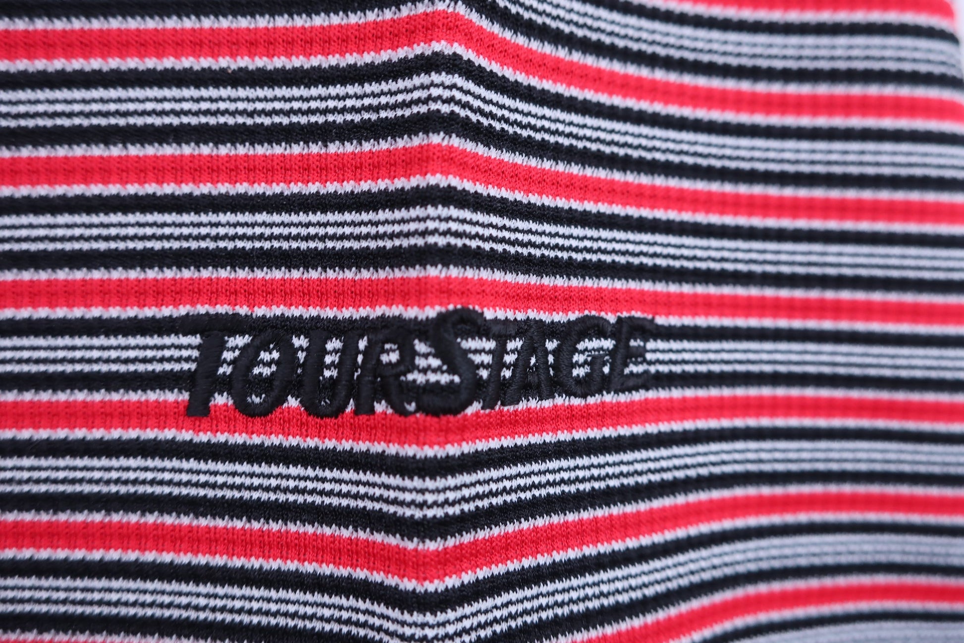 TOURSTAGE(ツアーステージ) 長袖ポロシャツ 赤黒ボーダー メンズ LL A-4