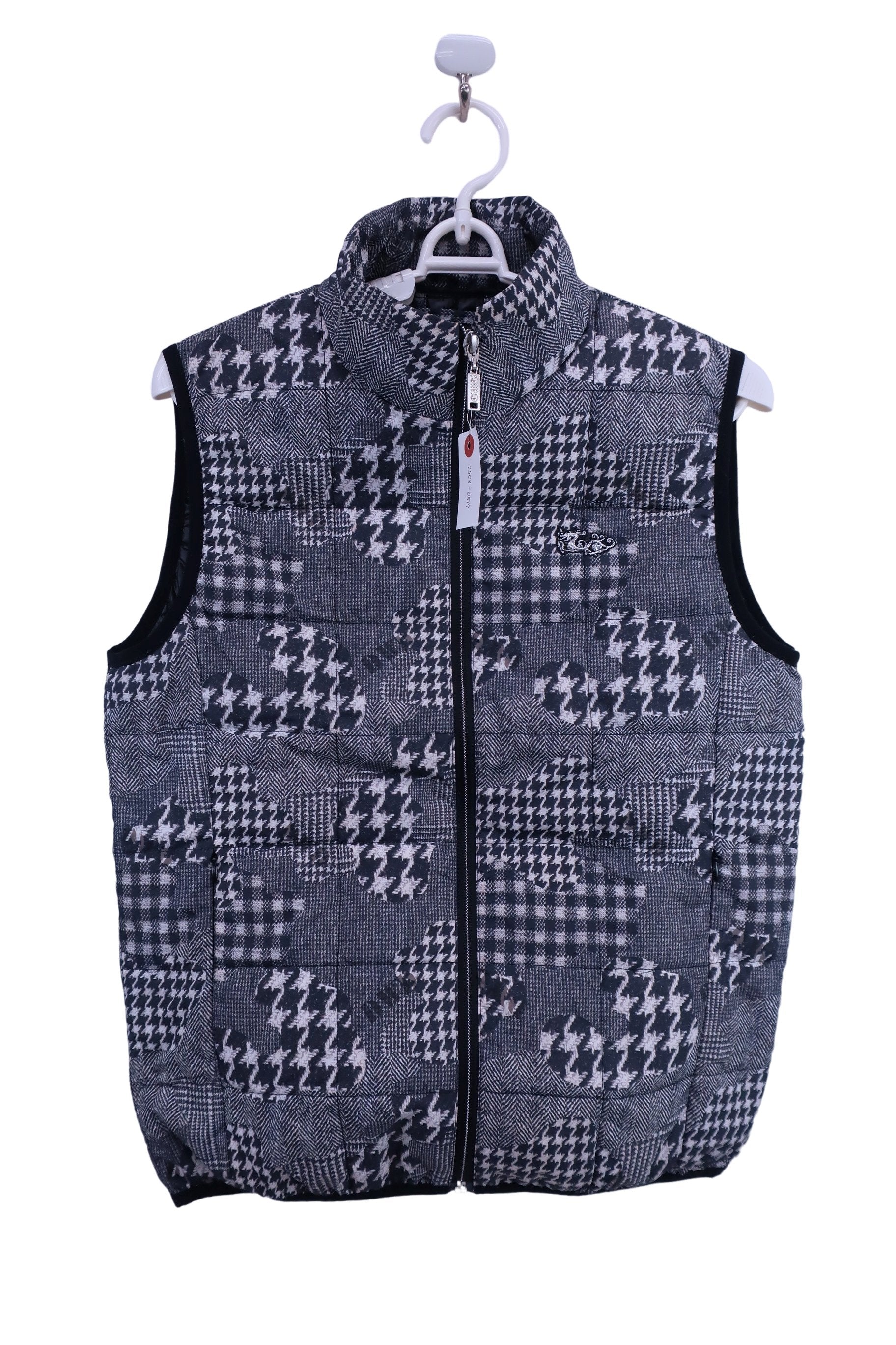 Dance With Dragon(ダンスウィズドラゴン) ナイロンベスト 白黒総柄 メンズ 3 D2-530700 A-1