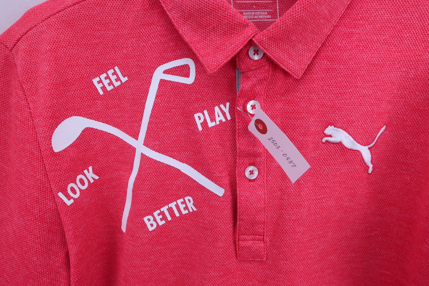 PUMA GOLF(プーマゴルフ) ポロシャツ ピンク メンズ L A-3