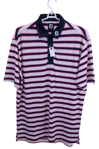 FOOTJOY(フットジョイ) ポロシャツ 白紺ピンクボーダー メンズ XL B-1