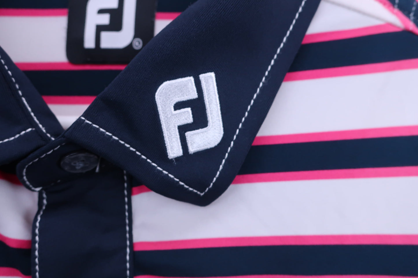 FOOTJOY(フットジョイ) ポロシャツ 白紺ピンクボーダー メンズ XL B-3