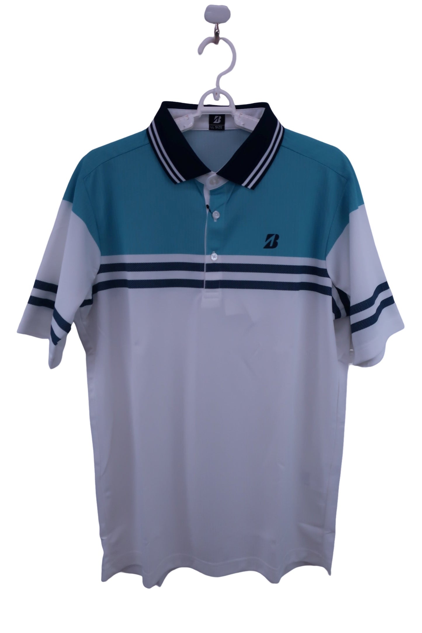 BRIDGESTONE GOLF(ブリヂストンゴルフ) ポロシャツ 水色白色 メンズ LL N-1