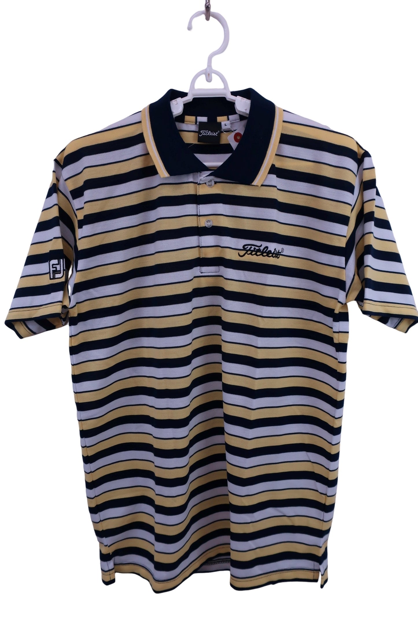 Titleist(タイトリスト) ポロシャツ 白黄色ネイビーボーダー メンズ L N-1