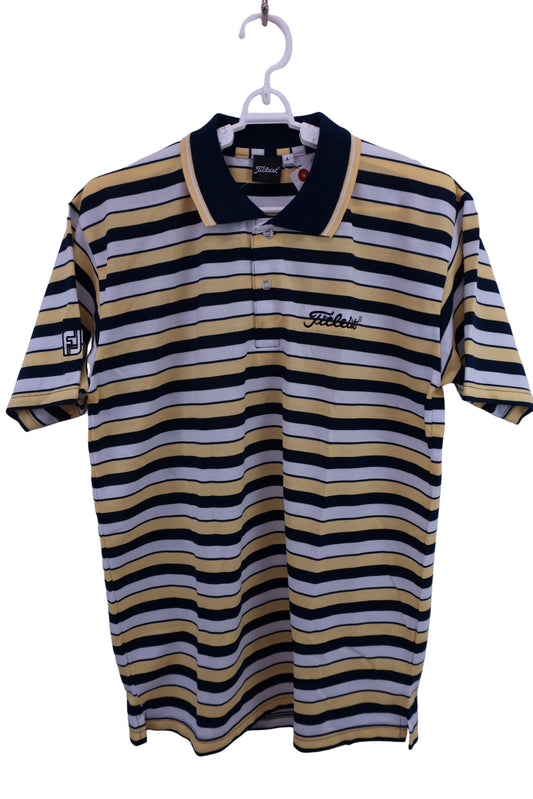 Titleist(タイトリスト) ポロシャツ 白黄色ネイビーボーダー メンズ L N-1