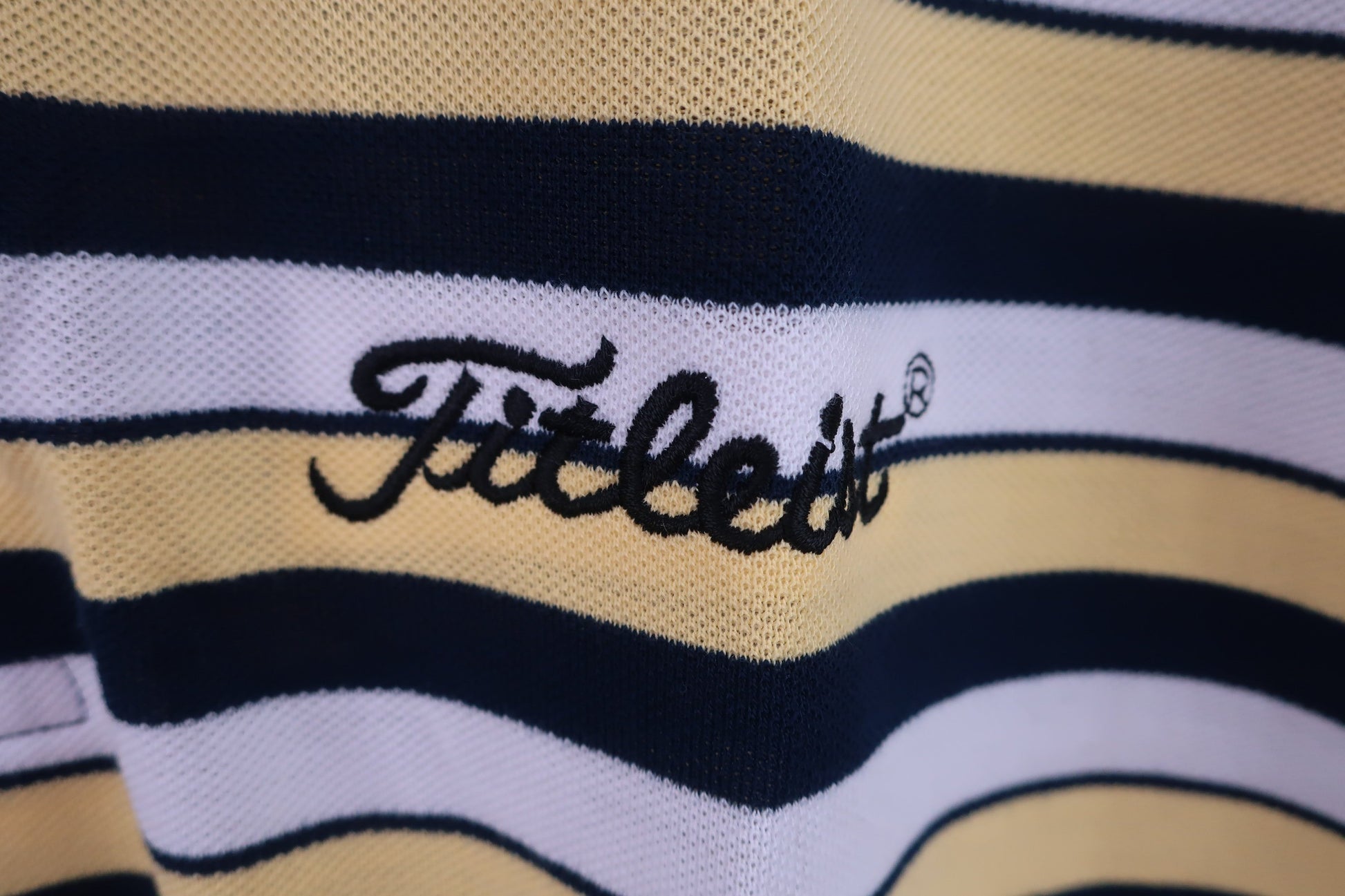 Titleist(タイトリスト) ポロシャツ 白黄色ネイビーボーダー メンズ L N-2
