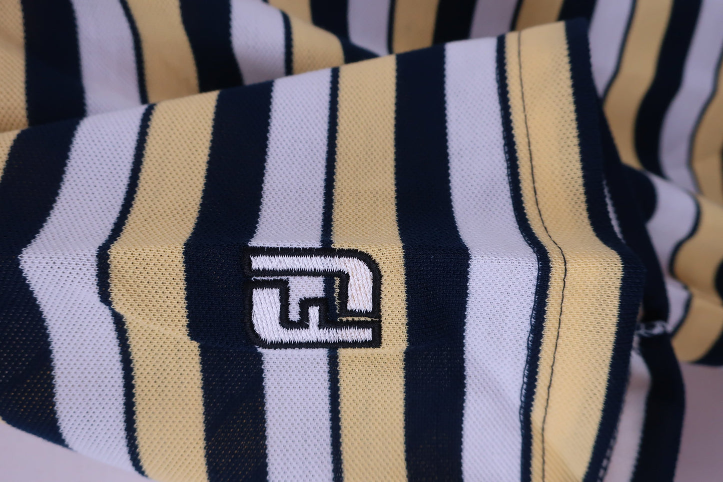 Titleist(タイトリスト) ポロシャツ 白黄色ネイビーボーダー メンズ L N-4