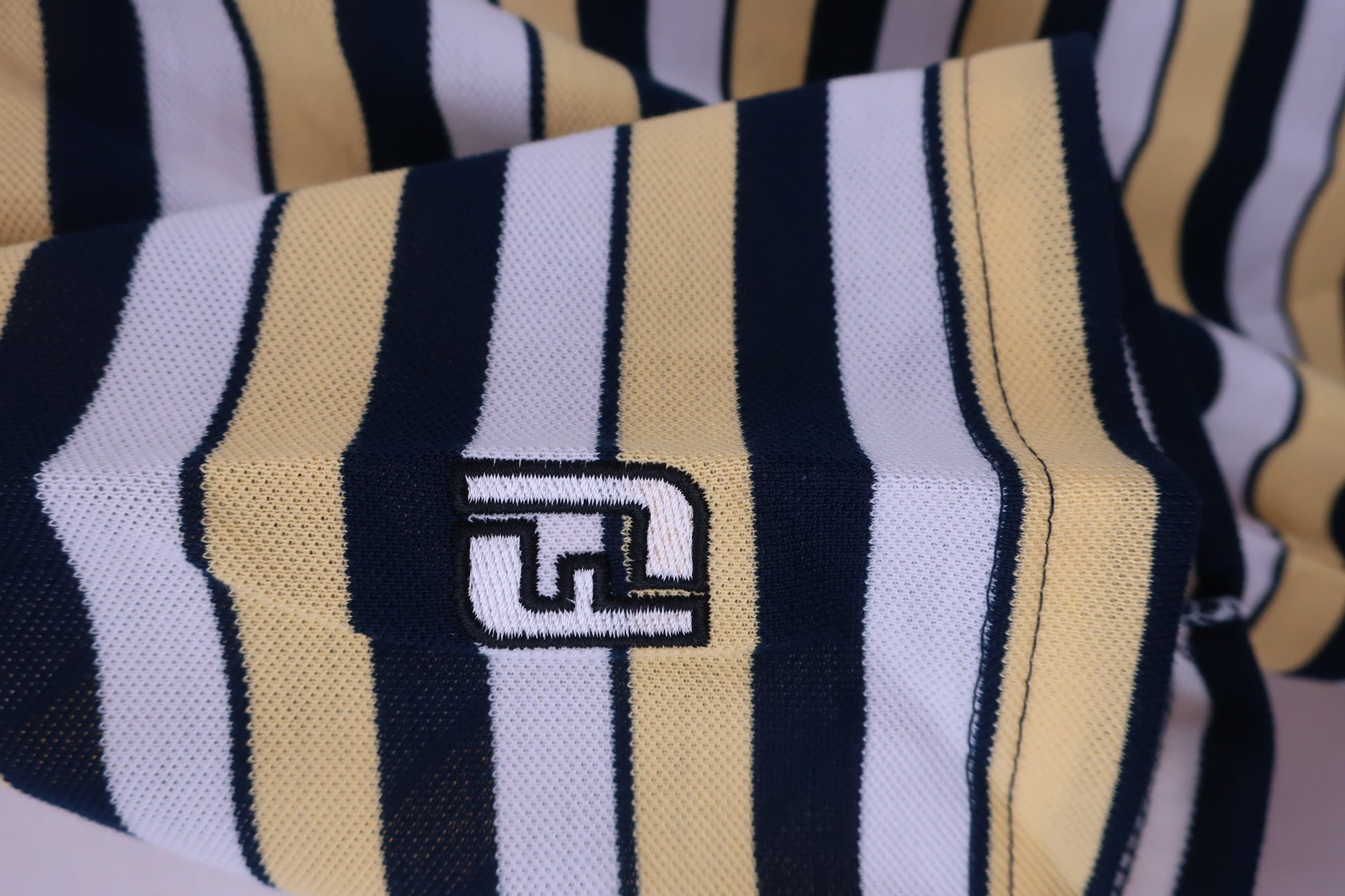 Titleist(タイトリスト) ポロシャツ 白黄色ネイビーボーダー メンズ L N-4