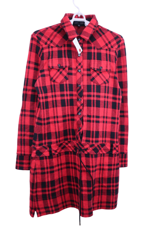 23区 SPORT(23区スポーツ) 長袖ポロワンピース 赤黒チェック レディース M~L A-1