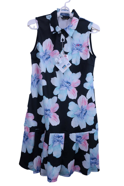 rienda suelta(リエンダスエルタ) ノースリーブワンピース(インナー付) 黒花柄 レディース M N-1