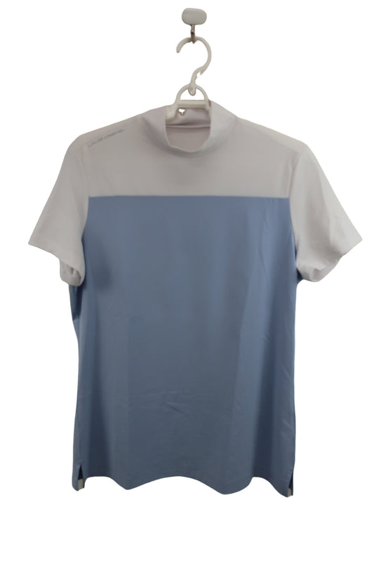 LOUIS CASTEL 半袖モックネックシャツ 白水色 レディース M B-1