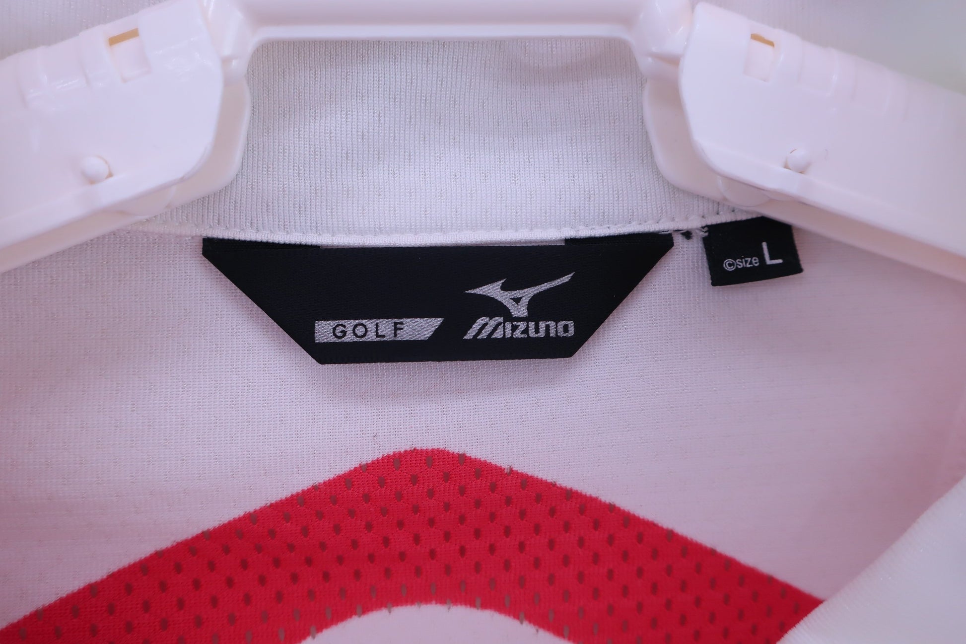 MIZUNO(ミズノ) 半袖ハーフジップシャツ 白赤 メンズ L B-5