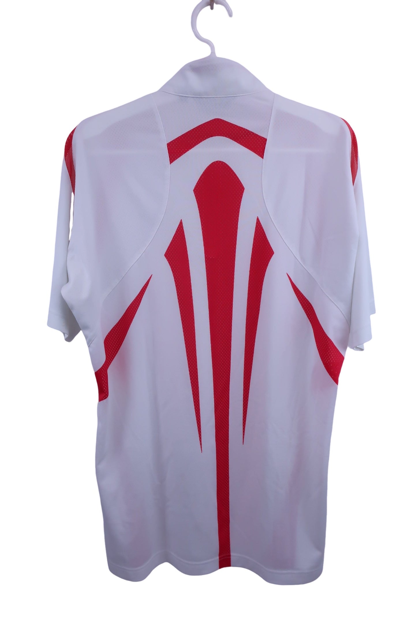 MIZUNO(ミズノ) 半袖ハーフジップシャツ 白赤 メンズ L B-7