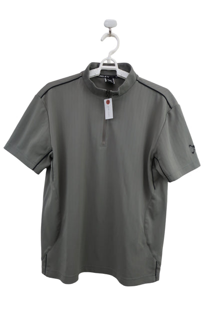 OAKLEY(オークリー) 半袖ハーフジップシャツ グレー メンズ M A-1