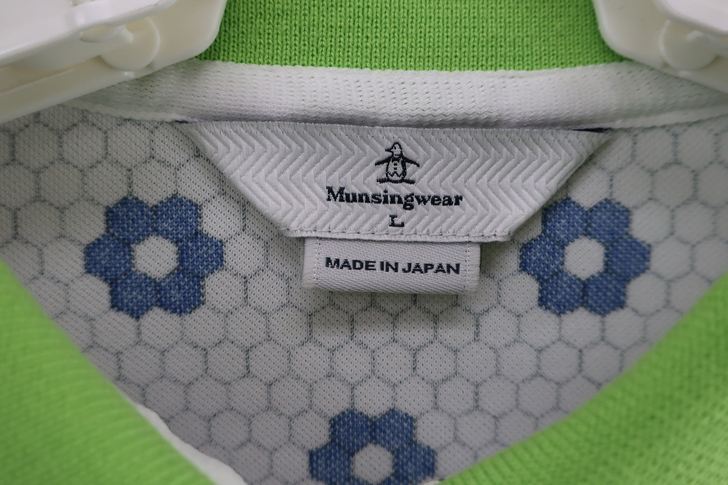 Munsingwear(マンシングウェア) ポロシャツ 白花柄黄緑 レディース L A-3