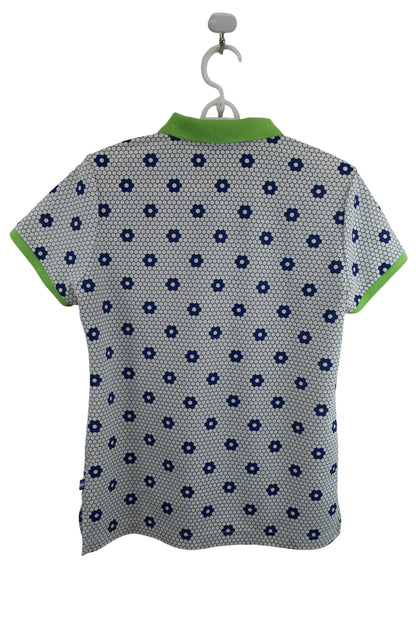 Munsingwear(マンシングウェア) ポロシャツ 白花柄黄緑 レディース L A-5