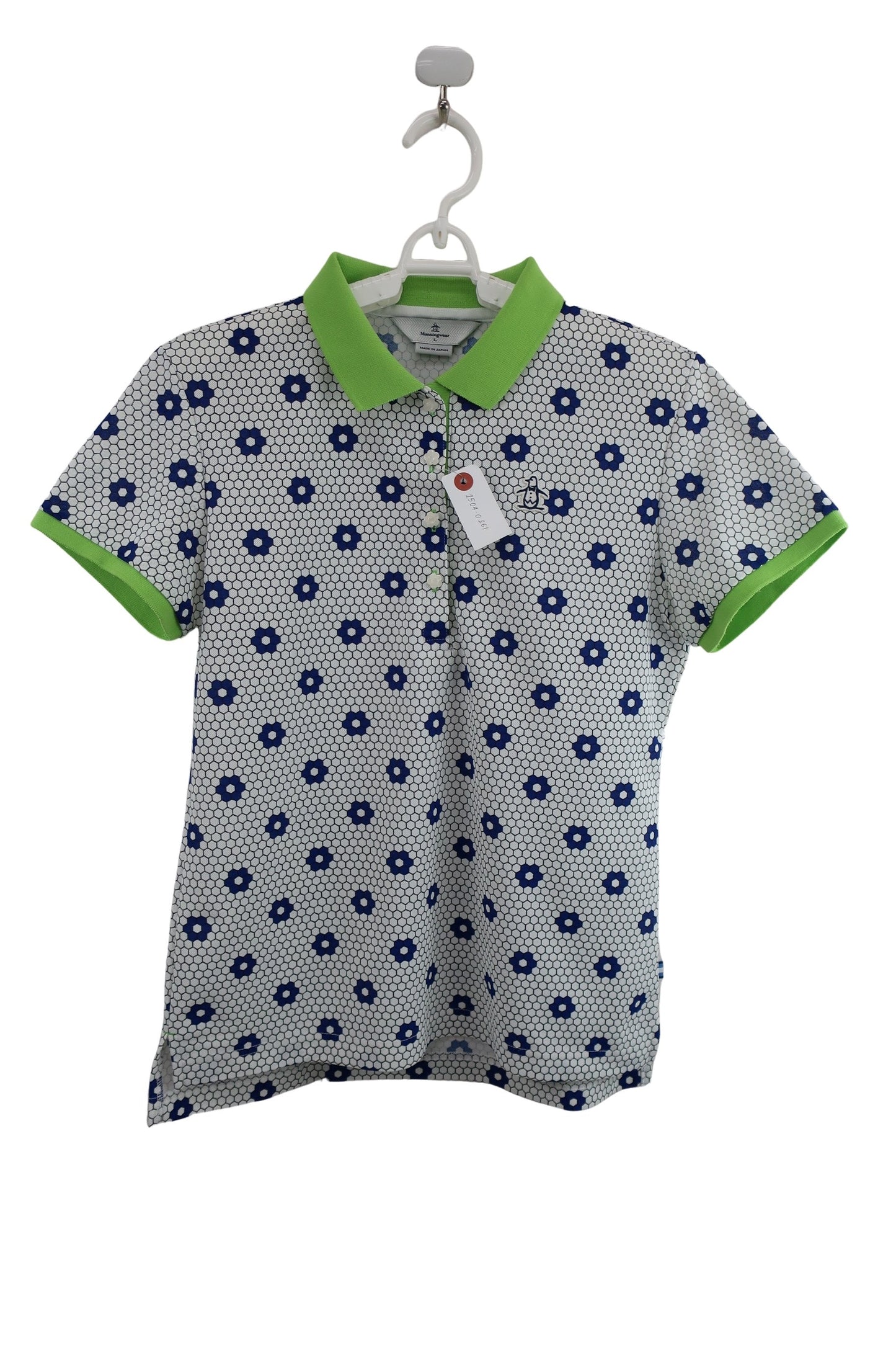 Munsingwear(マンシングウェア) ポロシャツ 白花柄黄緑 レディース L A-1