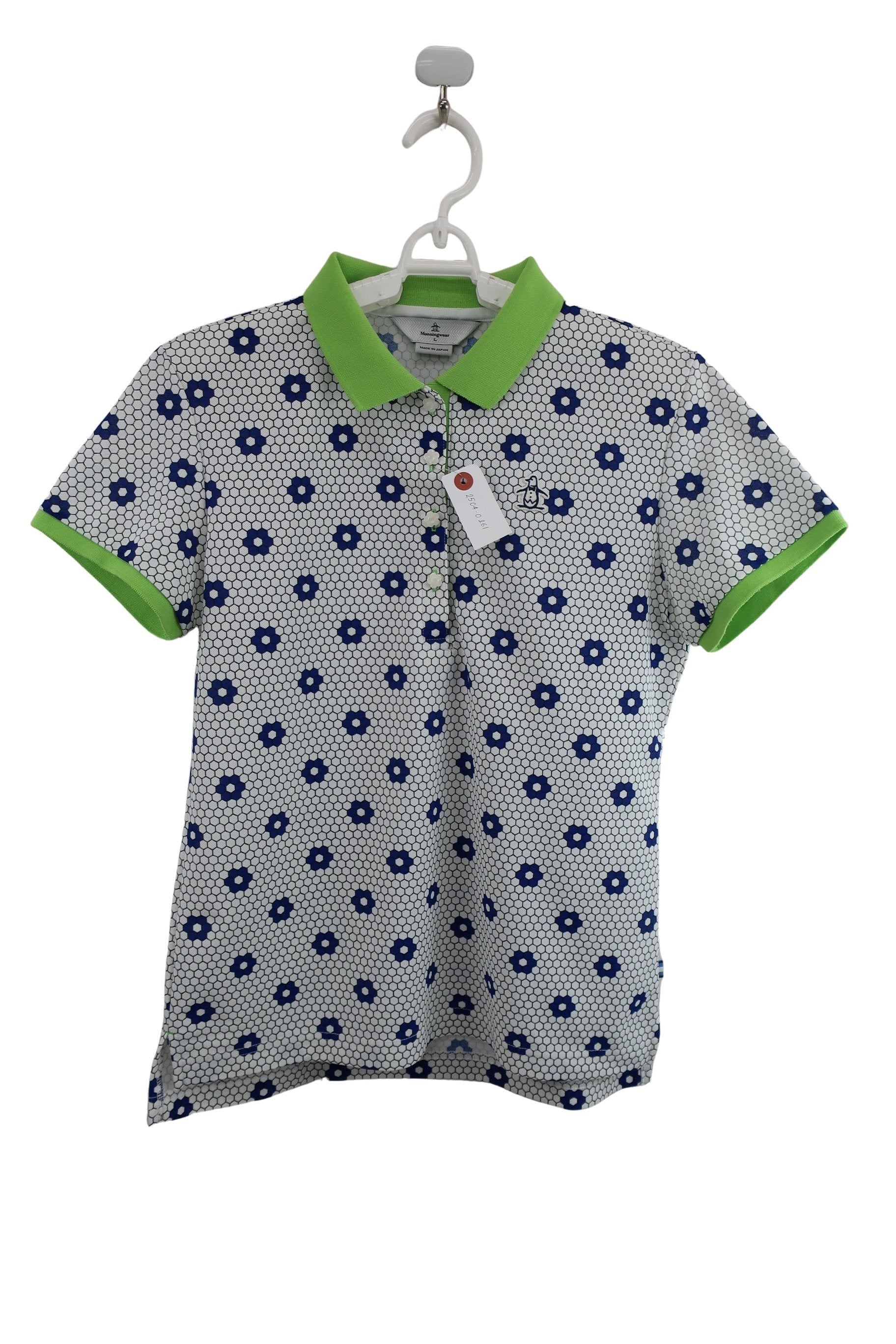 Munsingwear(マンシングウェア) ポロシャツ 白花柄黄緑 レディース L A-1