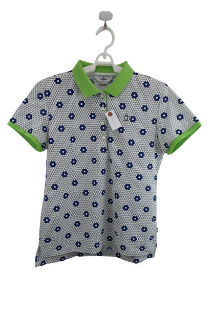 Munsingwear(マンシングウェア) ポロシャツ 白花柄黄緑 レディース L A-1
