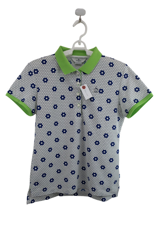 Munsingwear(マンシングウェア) ポロシャツ 白花柄黄緑 レディース L A-1