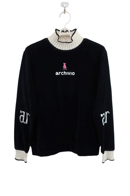 archivio(アルチビオ) モックネックシャツ 黒白 レディース 38 A-1
