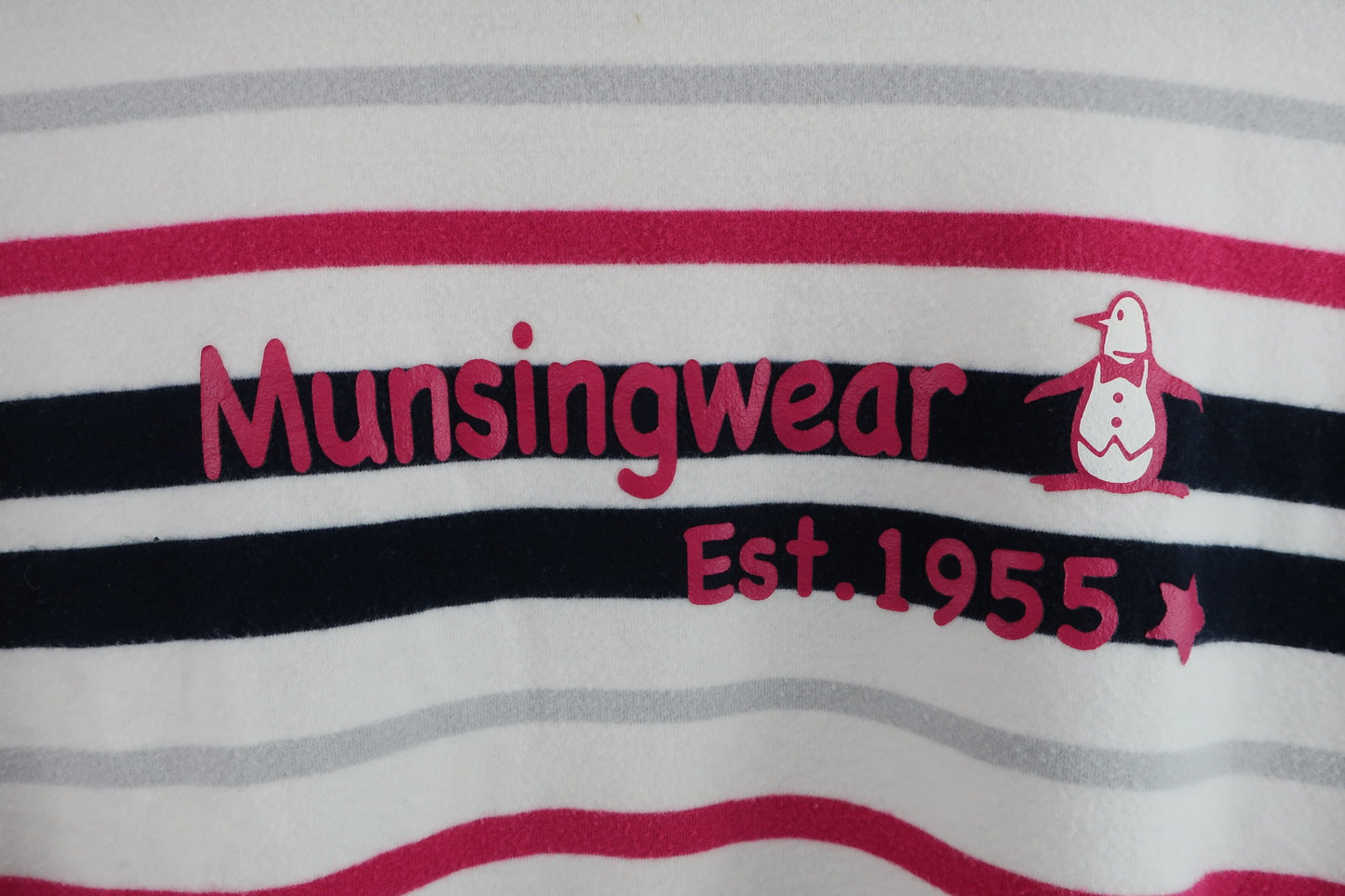 Munsingwear(マンシングウェア) ハイネックシャツ 白ピンクネイビーボーダー レディース L B-2