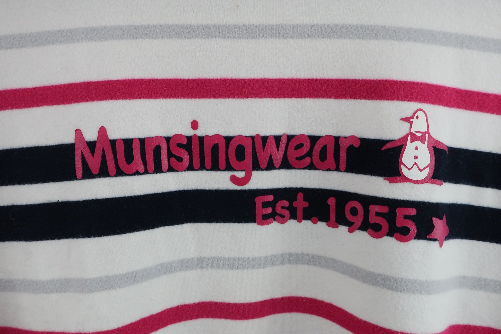 Munsingwear(マンシングウェア) ハイネックシャツ 白ピンクネイビーボーダー レディース L B-2