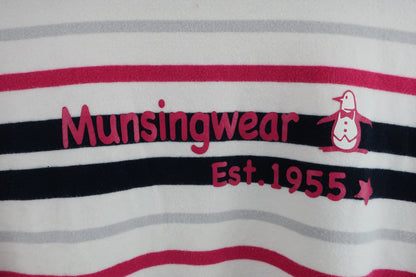 Munsingwear(マンシングウェア) ハイネックシャツ 白ピンクネイビーボーダー レディース L B-2