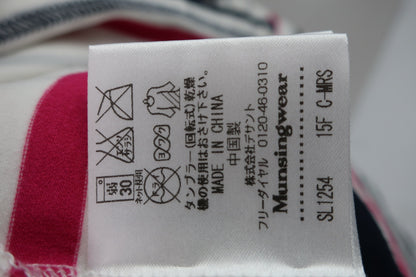 Munsingwear(マンシングウェア) ハイネックシャツ 白ピンクネイビーボーダー レディース L B-5