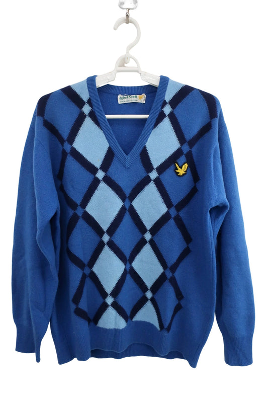 Lyle & Scott(ライルアンドスコット) セーター 青アーガイル レディース 40 B-1