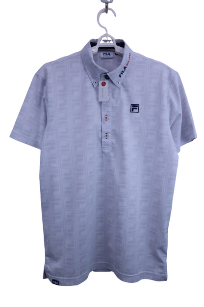 FILA GOLF(フィラゴルフ) ポロシャツ 白グレーロゴ柄 メンズ M B-1