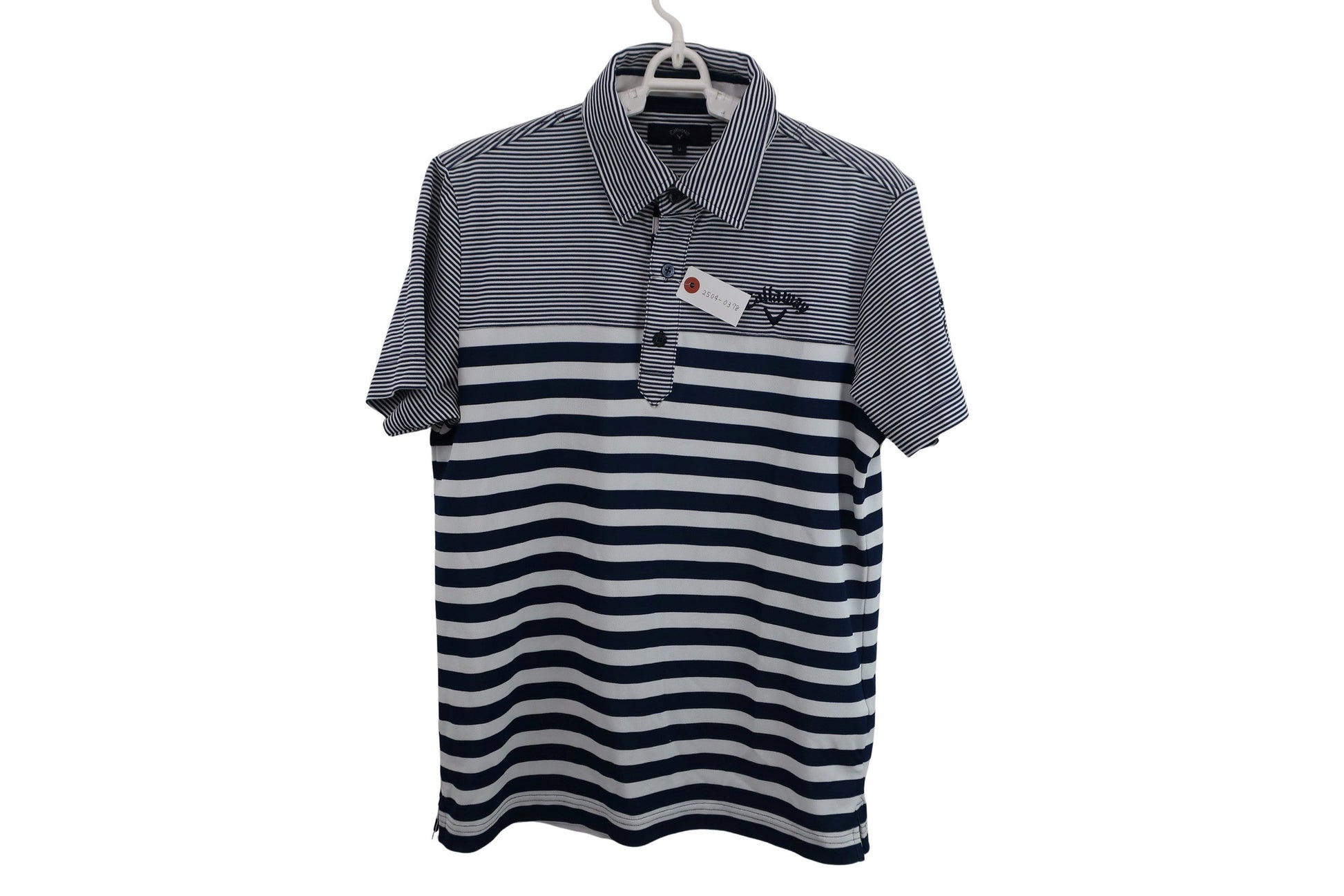 Callaway(キャロウェイ) ポロシャツ 白ネイビーボーダー メンズ M A-1