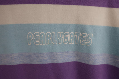 PEARLY GATES(パーリーゲイツ) 半袖モックネックシャツ 白紫水色ボーダー メンズ 3 053-167403 B-2