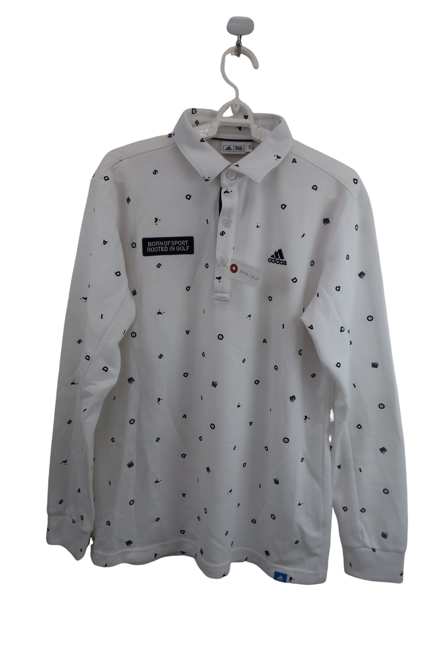 adidas(アディダス) 長袖ポロシャツ 白ネイビー メンズ L A-1