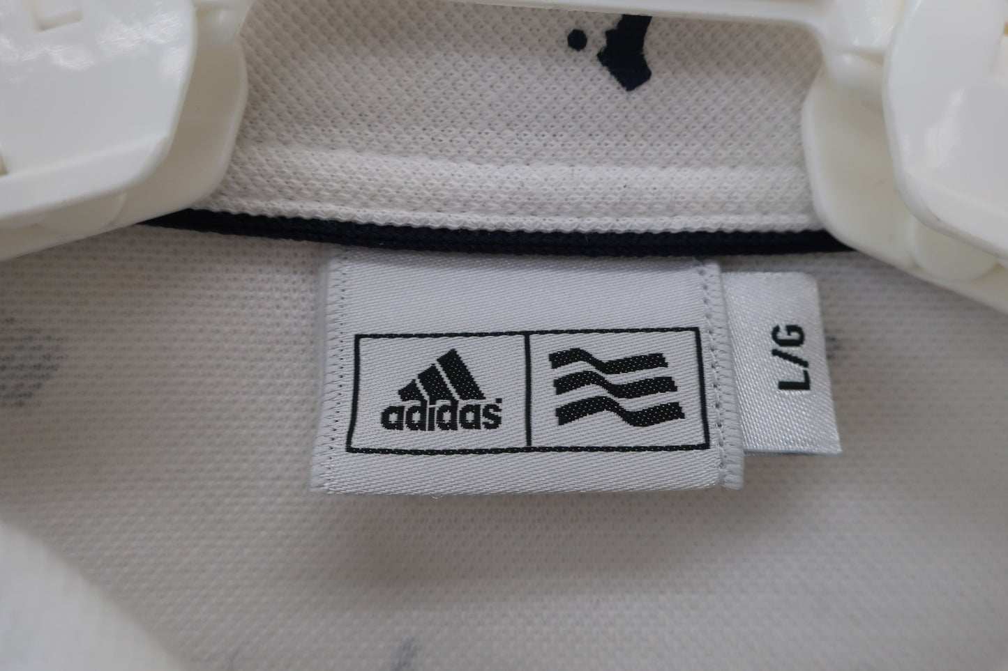 adidas(アディダス) 長袖ポロシャツ 白ネイビー メンズ L A-7