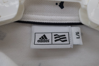 adidas(アディダス) 長袖ポロシャツ 白ネイビー メンズ L A-7